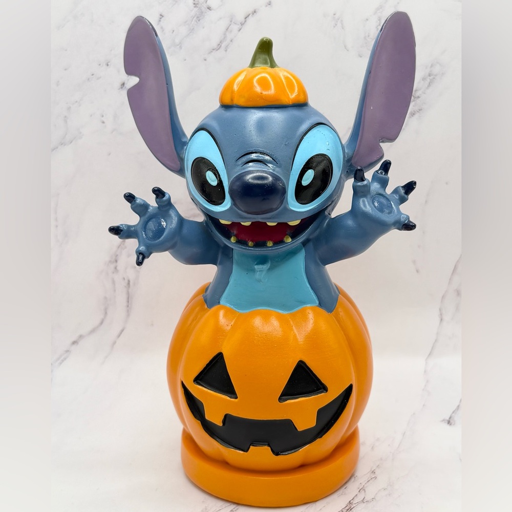 Disney 6" Pumpkin Stitch Jack O Lantern Halloween Figurine Decor NEW